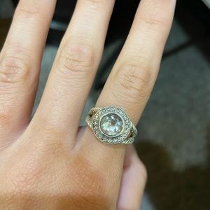 David Yurman Albion Ring with Prasiolite and Diamonds size 6